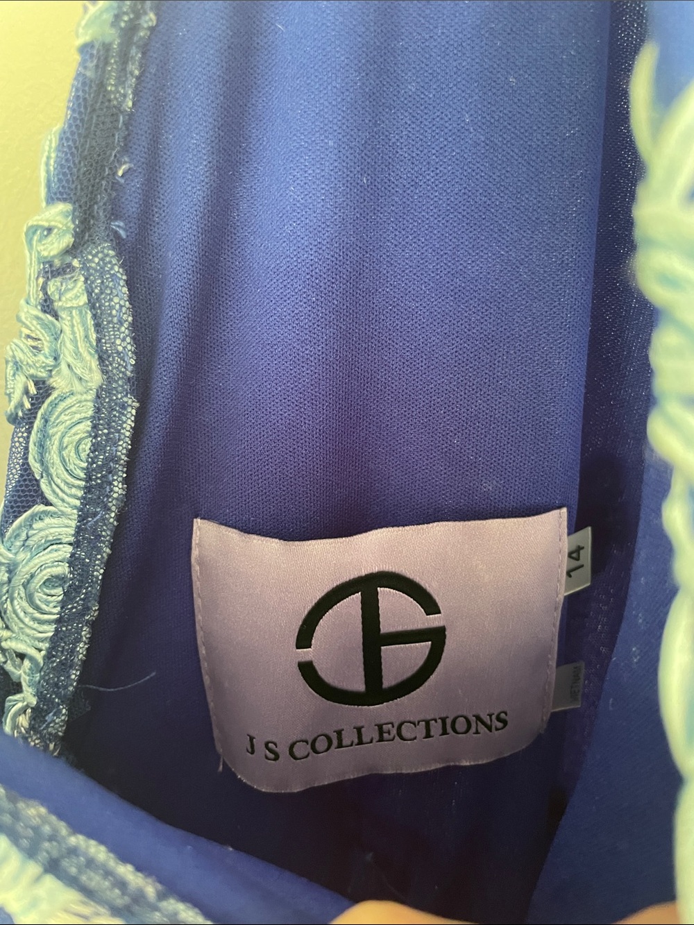 JS Collections Soutache Sky Elegant Navy Blue & Light Blue Lace-Overlay Dress 14 - Picture 11 of 13